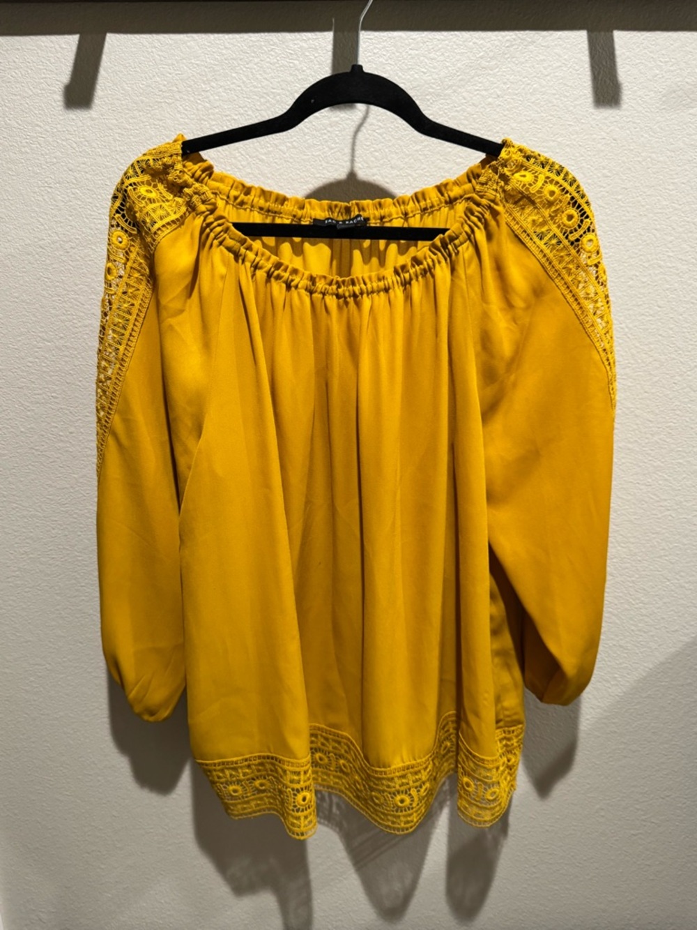 Zac & Rachel Mustard Bohemian Lace 3/4 Sleeve Top